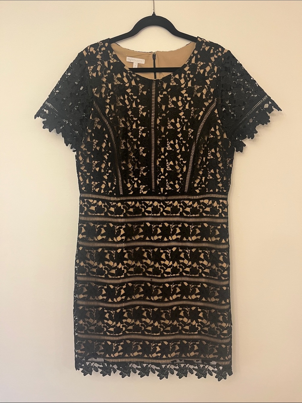 Talbots Black Lace Overlay Sheath Dress Size 16